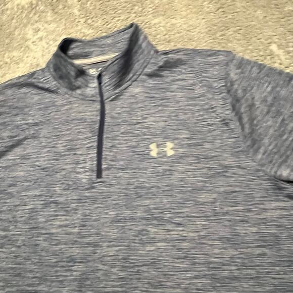 Under Armour Shirt Mens XXL Quarter Zip Performance Long Sleeve Blue - Picture 2 of 8